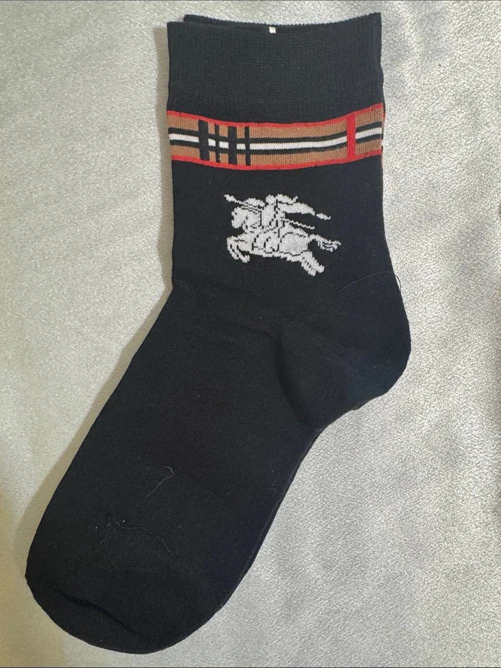 New! Burberry Men's Black Dress Socks with Striped Accent